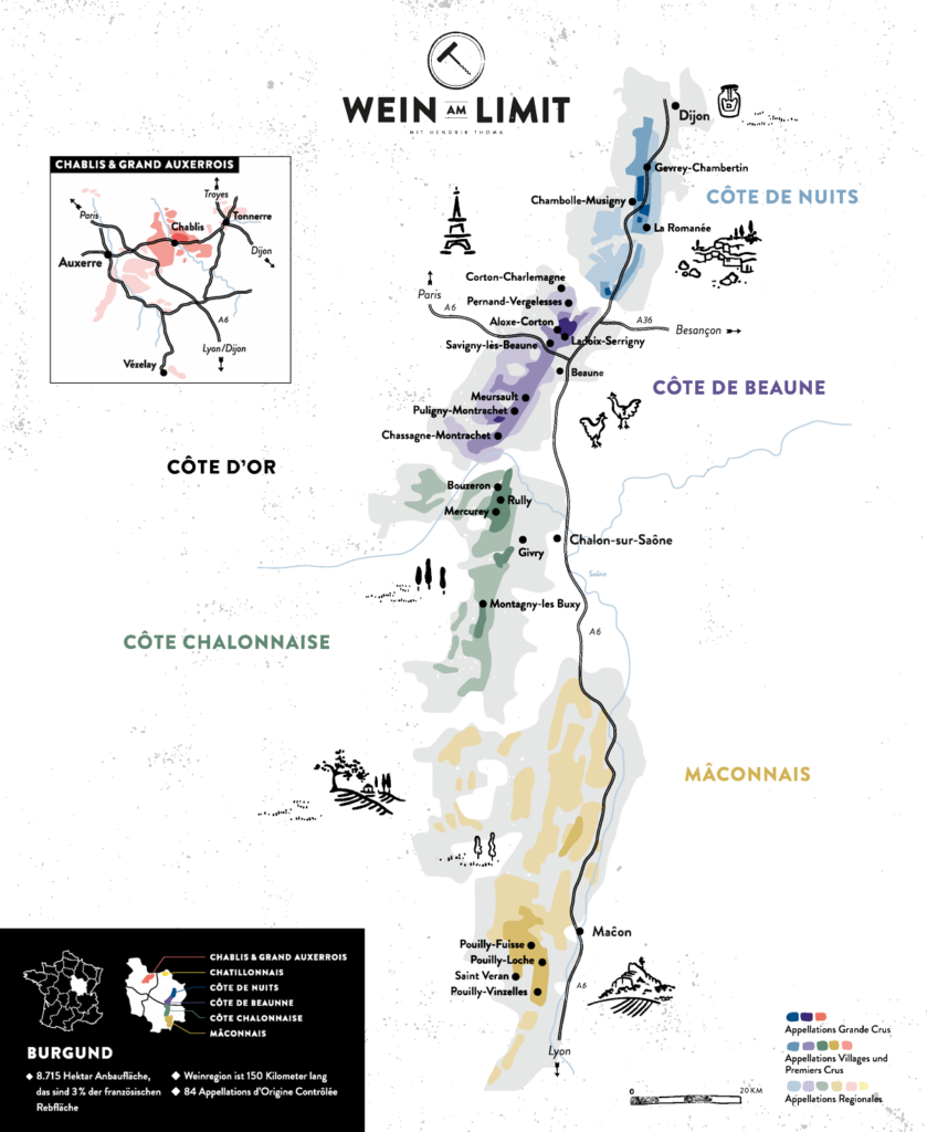Weinbau Karte Burgund Grobübersicht