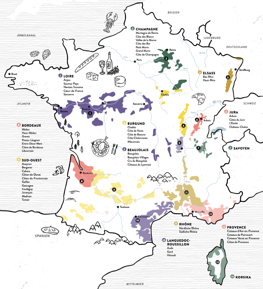 Weinkarte Frankreich
